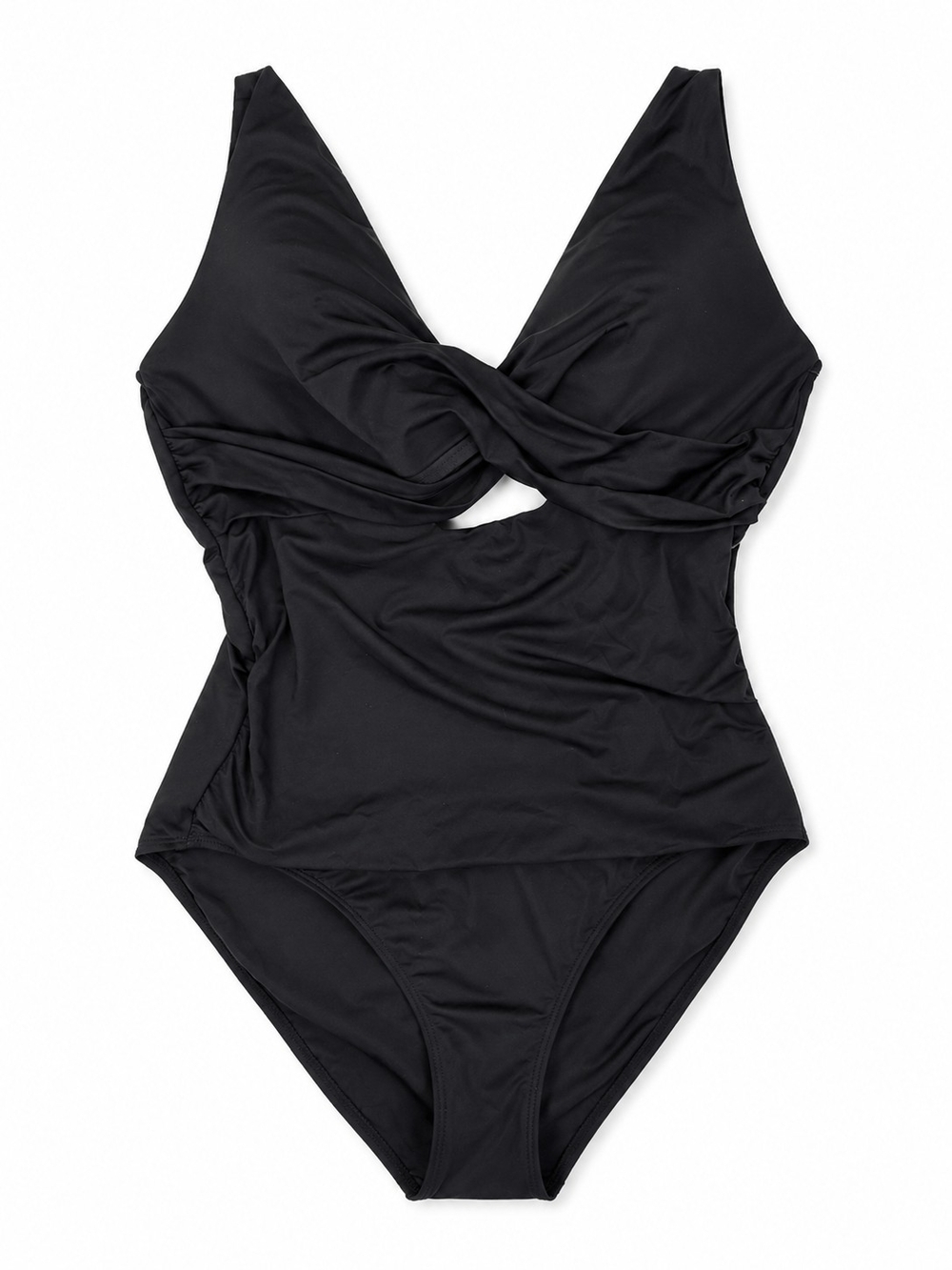 La Blanca Classic Black Twist-Front One-Piece Swimsuit Nwt